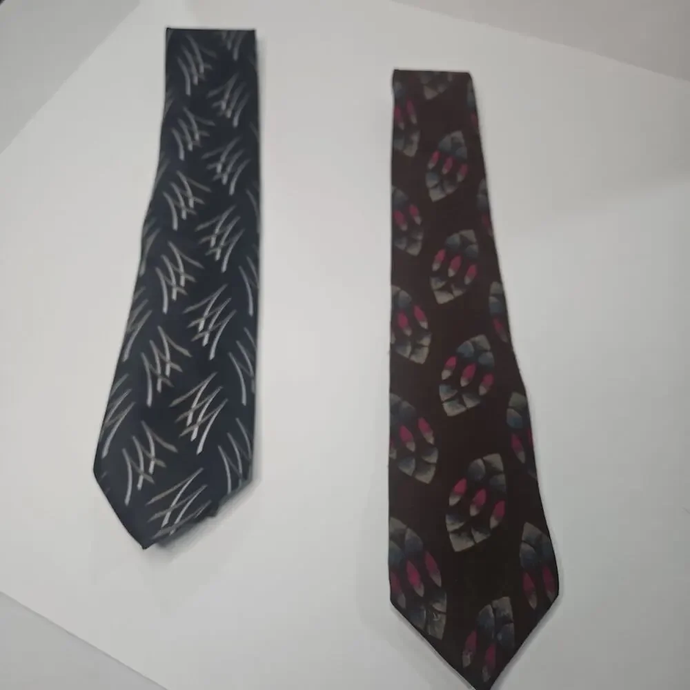 ENZO BERTAZZIO NECKTIE Floral ABSTRACT Design Lot of 2 100% Silk Made in Italy